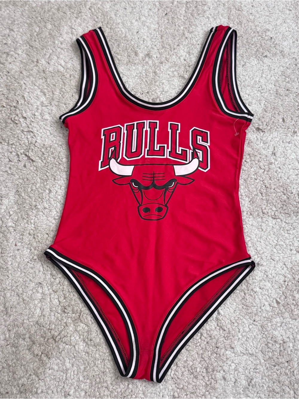 NBA Chicago Bulls Red One-Piece Bodysuit with Black & White Trim